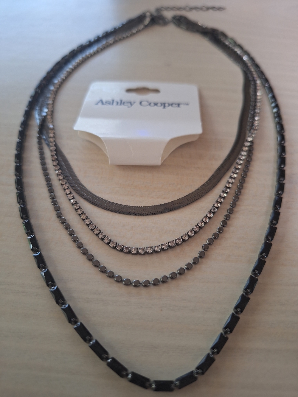 Ashley Cooper Black 4 Chain Layered Necklace